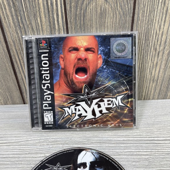 WCW Mayhem Sony PlayStation 1 PS1 Complete w/ Manual Black Label Tested - Picture 3 of 16